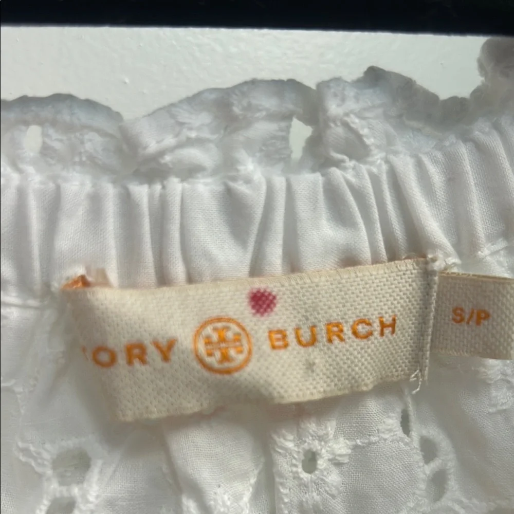 Tory Burch White Broderie Off The Shoulder Eyelet Coverup Mini Dress w/ …